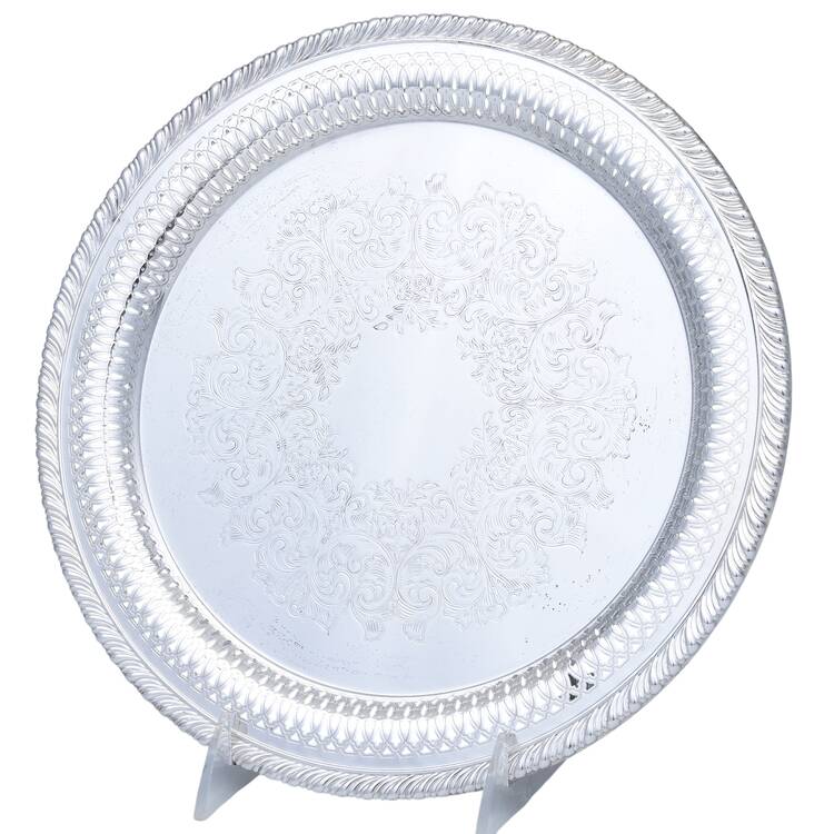 Silverplate Hollowware Small Round Silverplate Tray