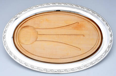 Park Lane (Silverplate, Hollowware) 18" Oval Platter & Wood (Cutting Board) Insert