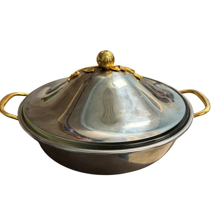 Apples & Twigs (Stainless, Hollowware, Gold Acct) 1.5 Qt Round Covered Casserole W/Glass Liner