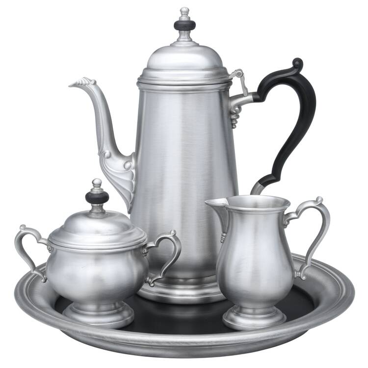 OHS395 (Pewter, Hollowware) 4 Pc Coffee Set (CPBH, CR, SU, RTLC) by Oneida Silver