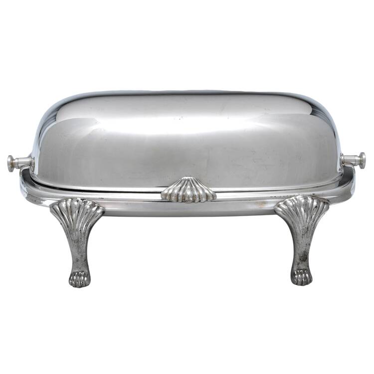Lancaster Rose (Silverplate, Hollowware) Oval Roll Top Butter W/Glass Liner