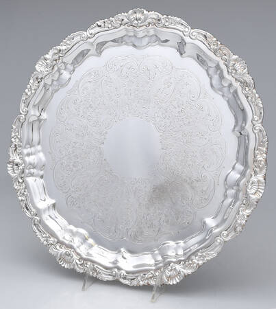 Old English (Silverplate, Hollowware) Round Silverplate Tray