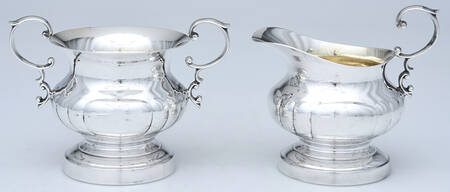 Georgian (Sterling, Hollowware) Mini Sterling Creamer and Open Sugar