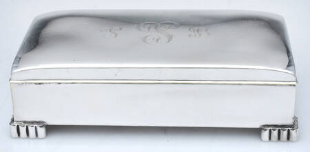 1899 (Silverplate, Hollowware) Footed Cedar Lined Cigarette Box