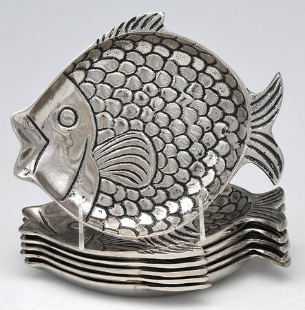 Fishscale (Aluminum, Hollowware) Snack Plates - Set of 6