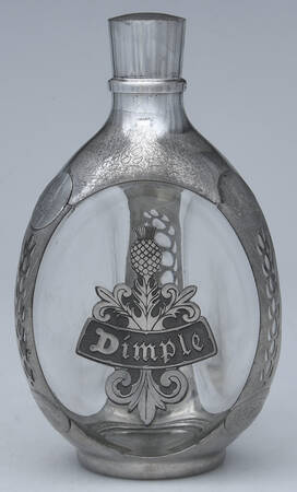 Pewter Hollowware Metal Overlay Wine Decanter