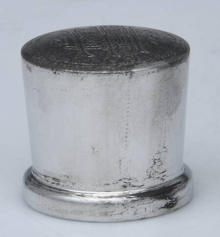 Pewter Hollowware Metal Overlay Wine Decanter, Stopper Only