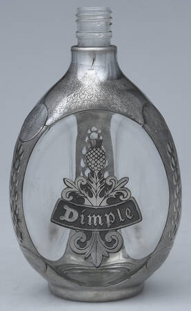 Pewter Hollowware Metal Overlay Wine Decanter, No Stopper