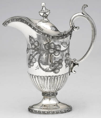 1799 (Plain, Silverplate, Hollowware) Syrup Pitcher with Hinged Lid