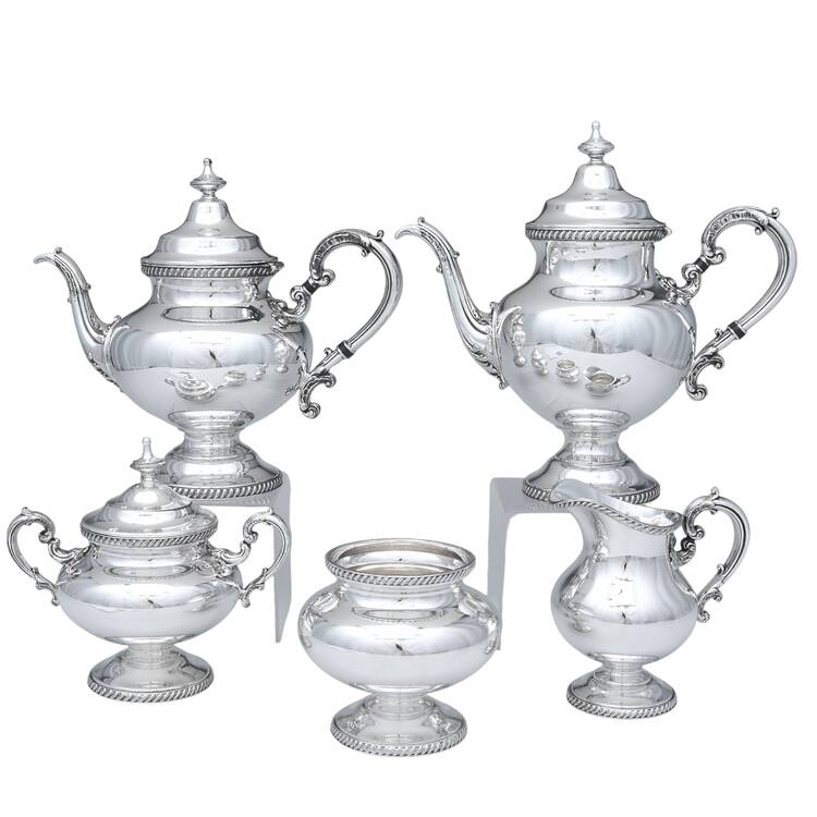 5200A-Plain (Silverplate, Hollwware) 5-Piece Plated Tea Set (with Waste)