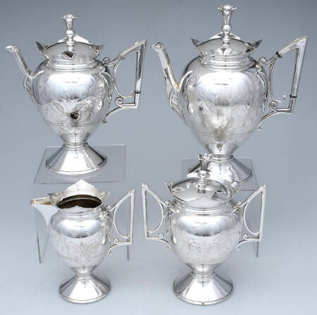 1882 (Silverplate, Hollowware) (4 Piece) Silverplate Tea Set