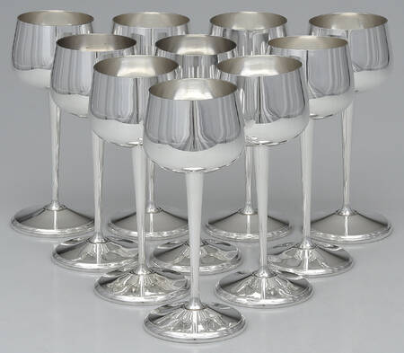 R3O3 (Silverplate, Hollowware) Wine Goblet - Set of 10