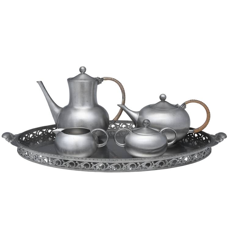 RHL7 (Pewter, Hollowware) 5 Piece Tea Set (CP, TP, CR, SU, GAT21C)