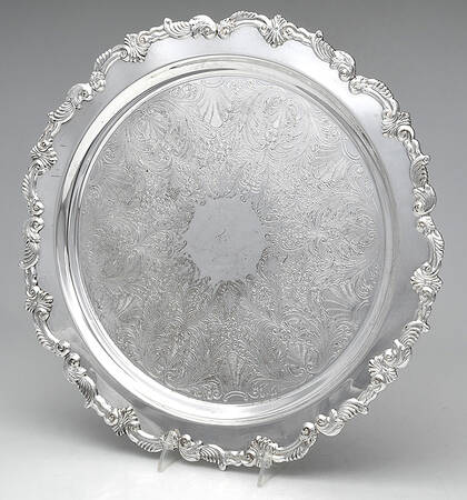 Silverplate Hollowware 15" Footed Round Tray