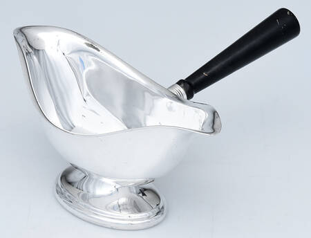 Silverplate Hollowware Sauce Boat with Wood Handle