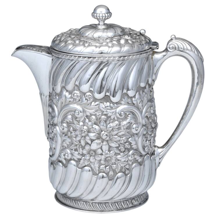 Silverplate Hollowware Ice Pitcher/Porcelain Liner