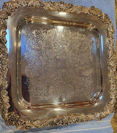 English Baroque (Silverplate, Hollowware) 12" Square Tray