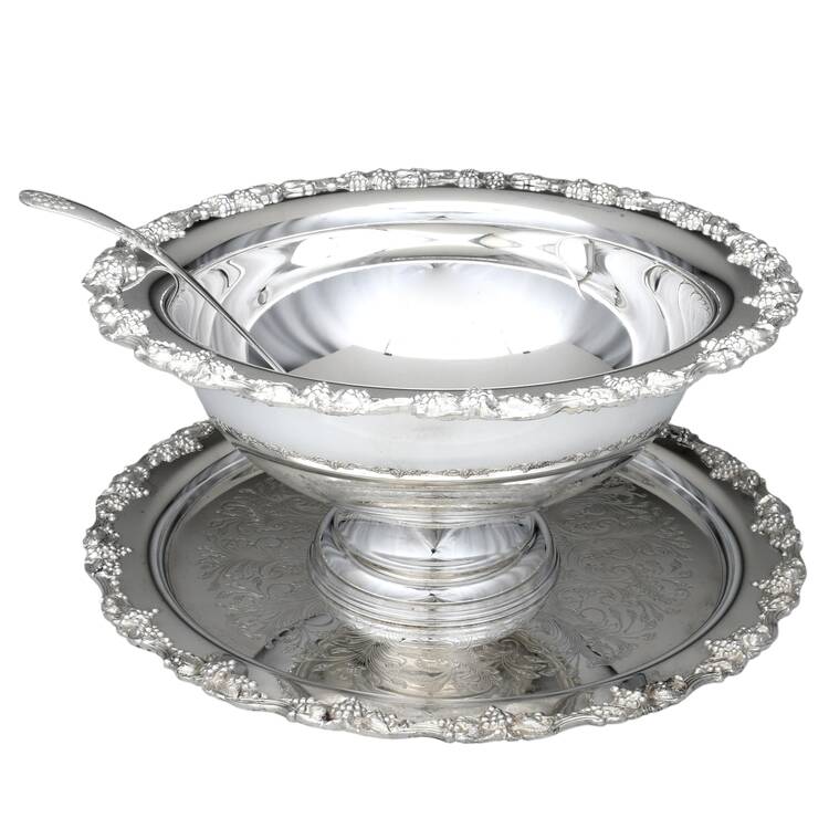 Vintage (Silverplate, Hollowware) Punch Bowl, Tray & Ladle (LAPU, PUN & PUNT)