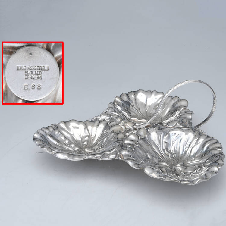 Silverplate Hollowware 3-Part Handled Plated Bon Bon Bowl