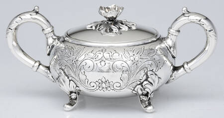 57HC (Silverplate, Hollowware, Hand Chased) Sugar Bowl & Lid