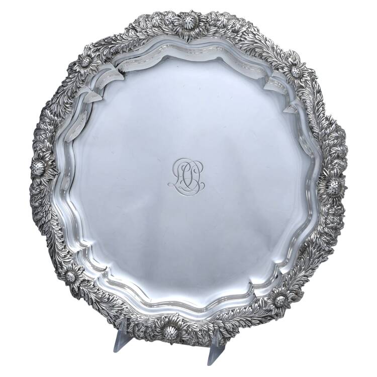 Chrysanthemum (Strl, 1880, Hlwr, 925-1000, FloralEdge) 13" Round Tray