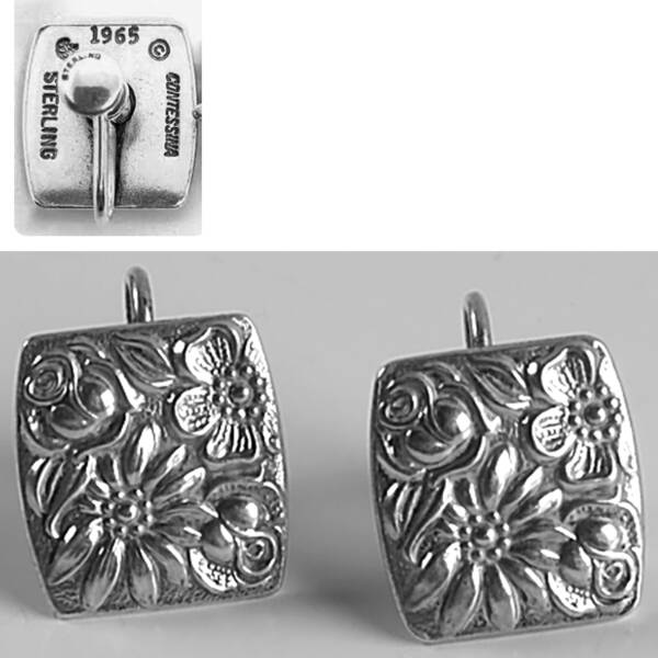 Contessina (Sterling, 1965, Hollowware) Pair of Post Back Earrings by Towle Silver