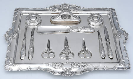 TIS113 (Sterling, Hollowware) 12 Piece Complimentary Vanity Set