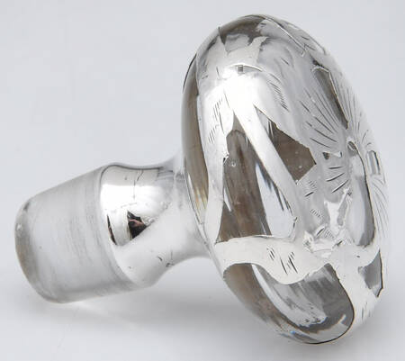 Sterling Hollowware Crystal Perfume Bottle Stopper with Stering Overlay