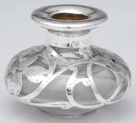 Sterling Hollowware Crystal Perfume Base with Sterling Overlay
