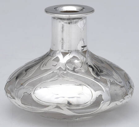 Sterling Hollowware Crystal Perfume Base with Sterling Overlay