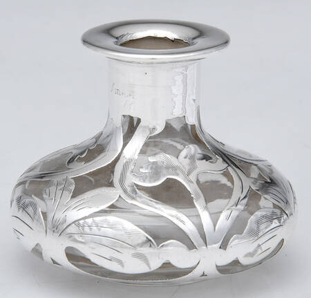Sterling Hollowware Crystal Perfume Base with Sterling Overlay