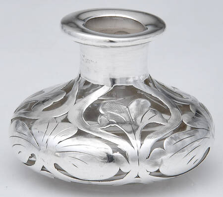 Sterling Hollowware Crystal Perfume Base with Sterling Overlay