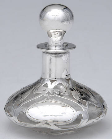 Sterling Hollowware Crystal Perfume Bottle with Sterling Overlay