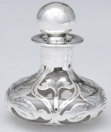 Sterling Hollowware Crystal Perfume Bottle with Sterling Overlay