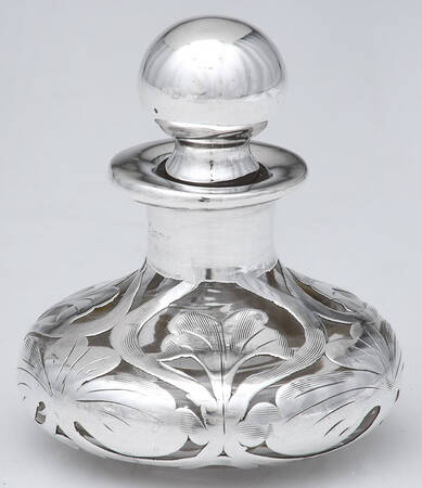 Sterling Hollowware Crystal Perfume Bottle with Sterling Overlay