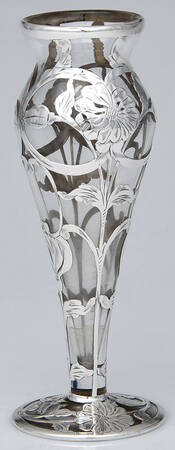 Sterling Hollowware Crystal Bud Vase with Sterling Overlay