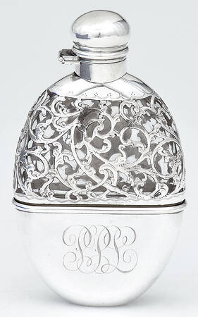 Sterling Hollowware Crystal Flask with Sterling Overlay