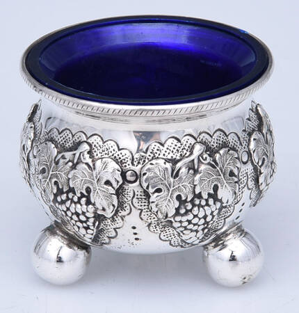 Sterling Hollowware Open Salt Master-W/Cobalt Liner