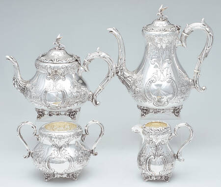 Silverplate Hollowware 4 Piece Tea Set  (PCP1, PTP1, PCR1, PSUB1)