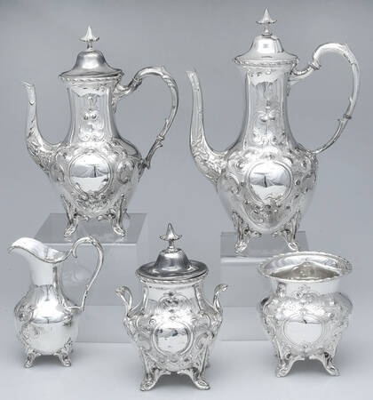 Silverplate Hollowware 5-Piece Plated Tea Set (with Waste)