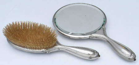 Silverplate Hollowware 2 Pc Vanity Set (Hair Brush & Mirror)