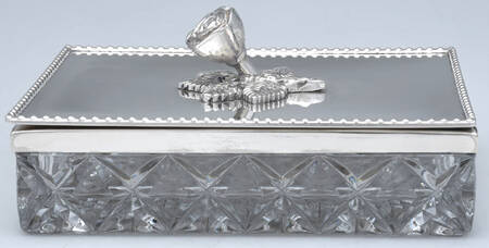 Silverplate Hollowware Vanity Box with Glass Base and Silverplate Lid