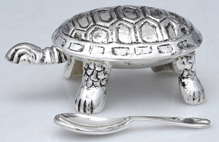 Silverplate Hollowware Master Salt with Hinged Lid & Spoon-No Liner