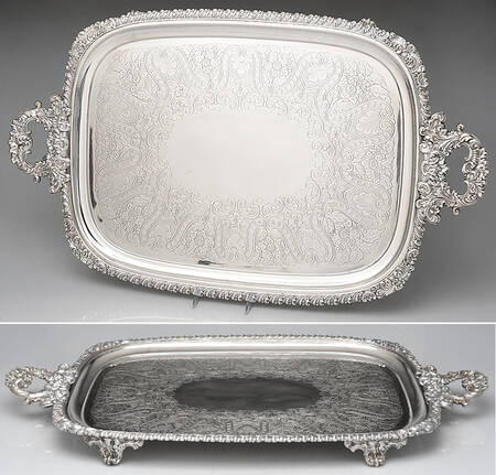 Silverplate Hollowware Large Footed Waiter Tray