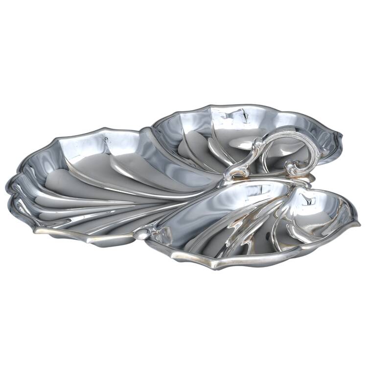 Silverplate Hollowware 3-Part Handled Plated Bon Bon Bowl