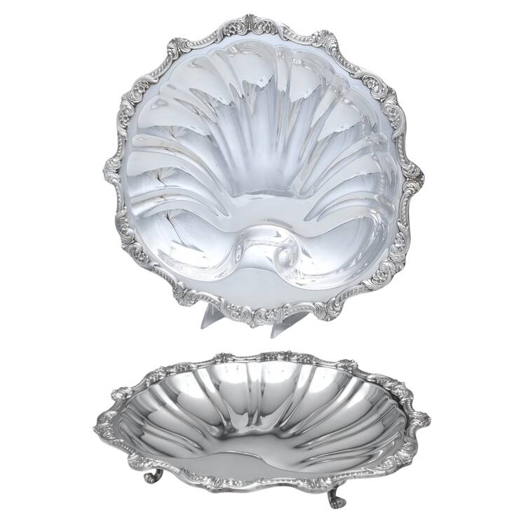Silverplate Hollowware 14" 3 Toed Shell Shape Bowl