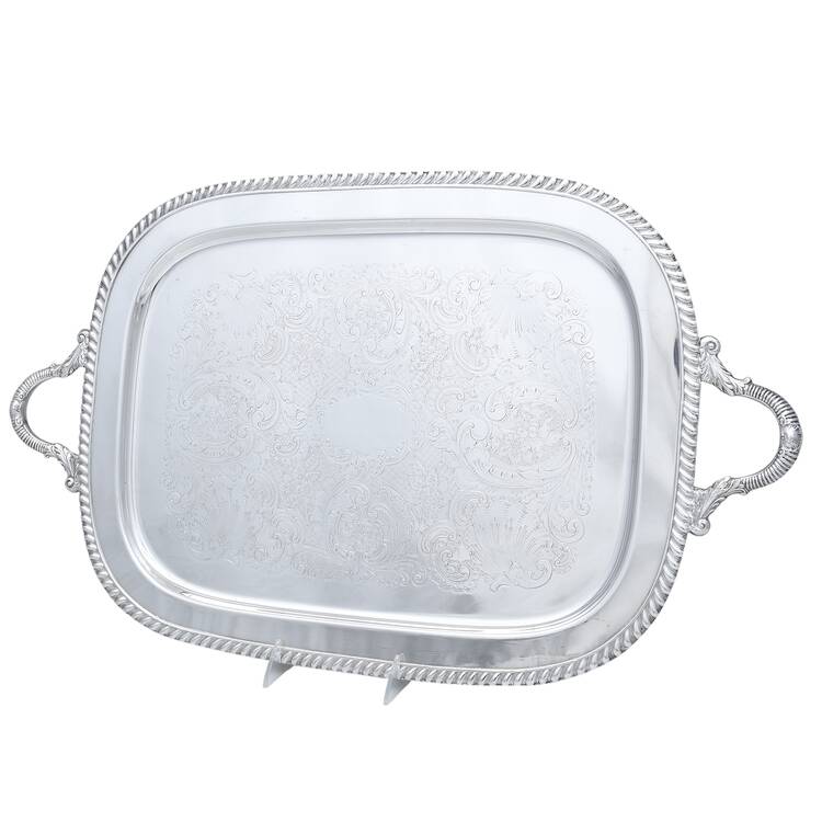 Silverplate Hollowware Footed Silverplate Waiter Tray