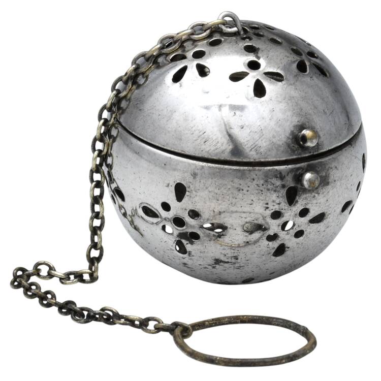 Silverplate Hollowware Tea Ball with Chain