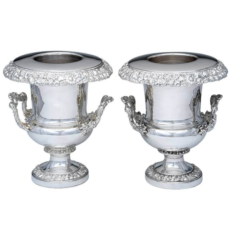 Silverplate Hollowware Champagne/Wine Cooler with Metal Liner - Set of 2