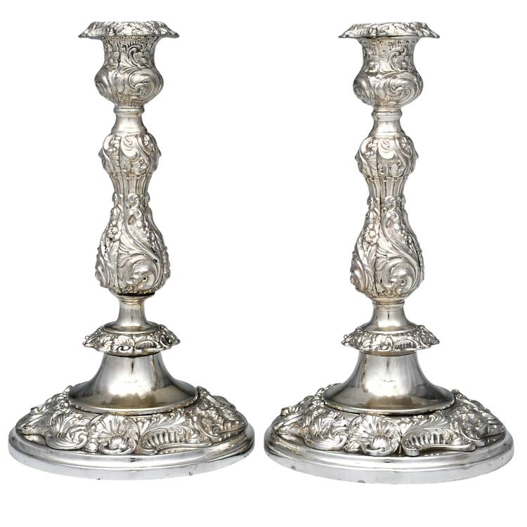 Silverplate Hollowware Pair of 10" Weighted Candlesticks